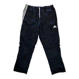 Vintage Adidas Track Pants Size XL Black 3 Stripes White Straight Leg Y2K Nylon